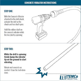 TEMCo concrete vibrator in action smoothing a concrete surface