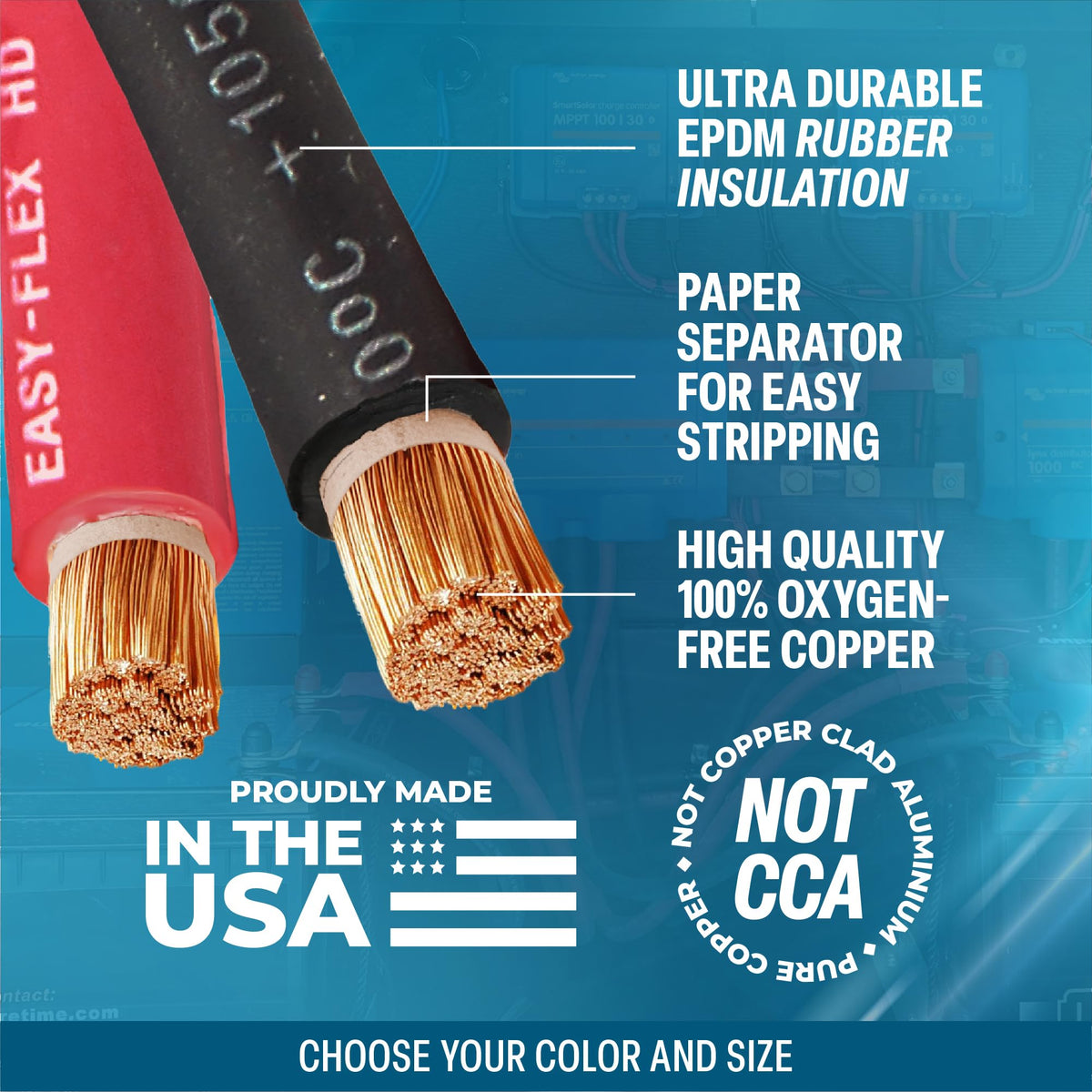 TEMCo Easy-Flex 2AWG red welding cable for positive battery connections