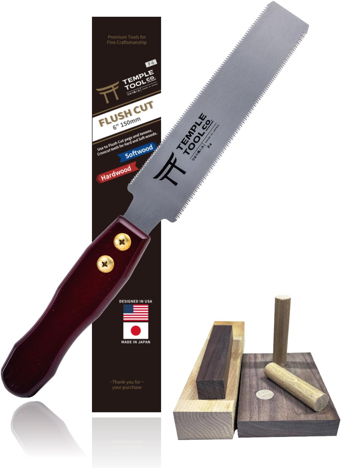 Temple Tool Japanese flush cut saw 6in for precise dowel cuts