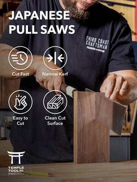 Temple Tool Japanese pull saw Ryoba blade-steel delivers precise, durable cuts.
