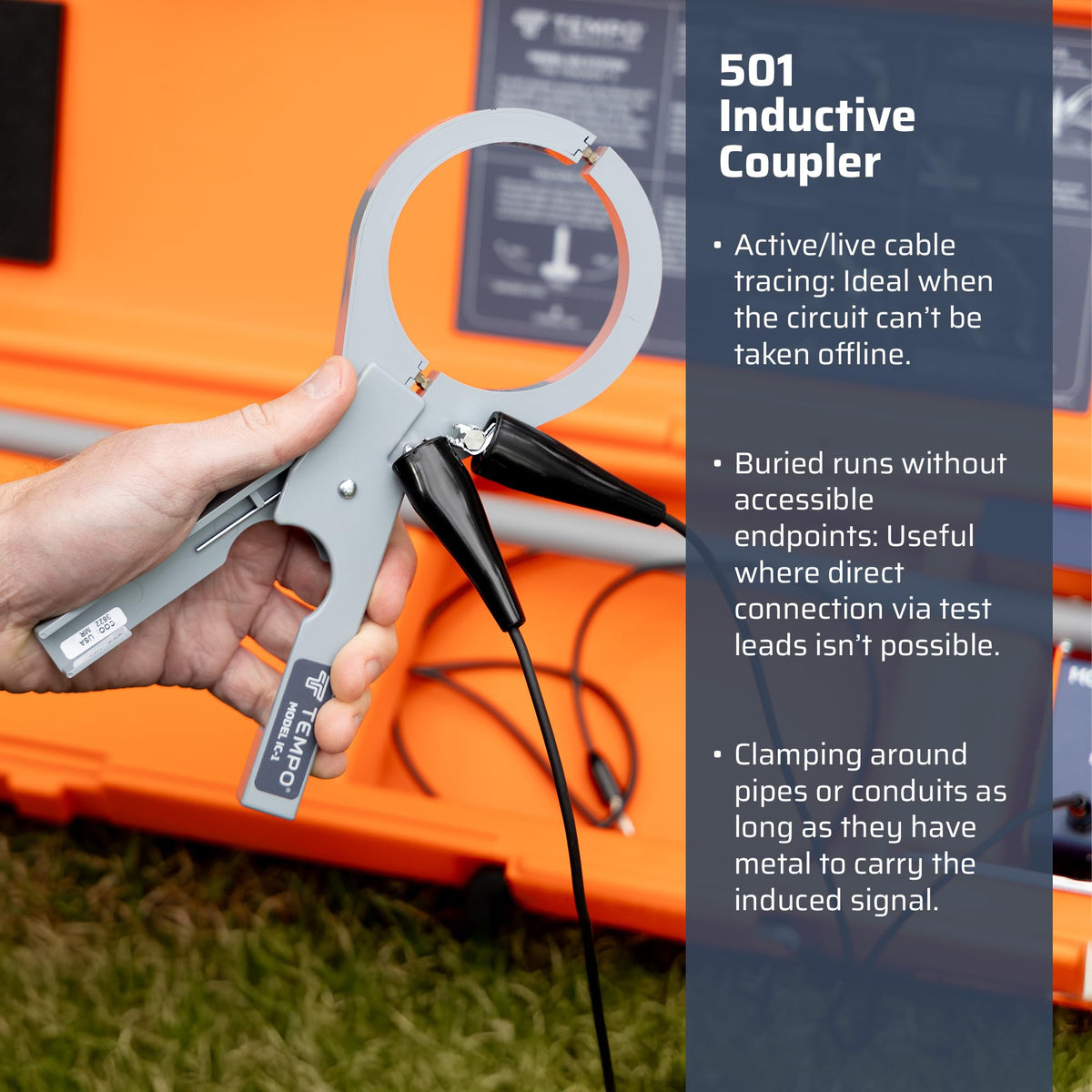 TEMPO 501 test leads with clips for secure connections