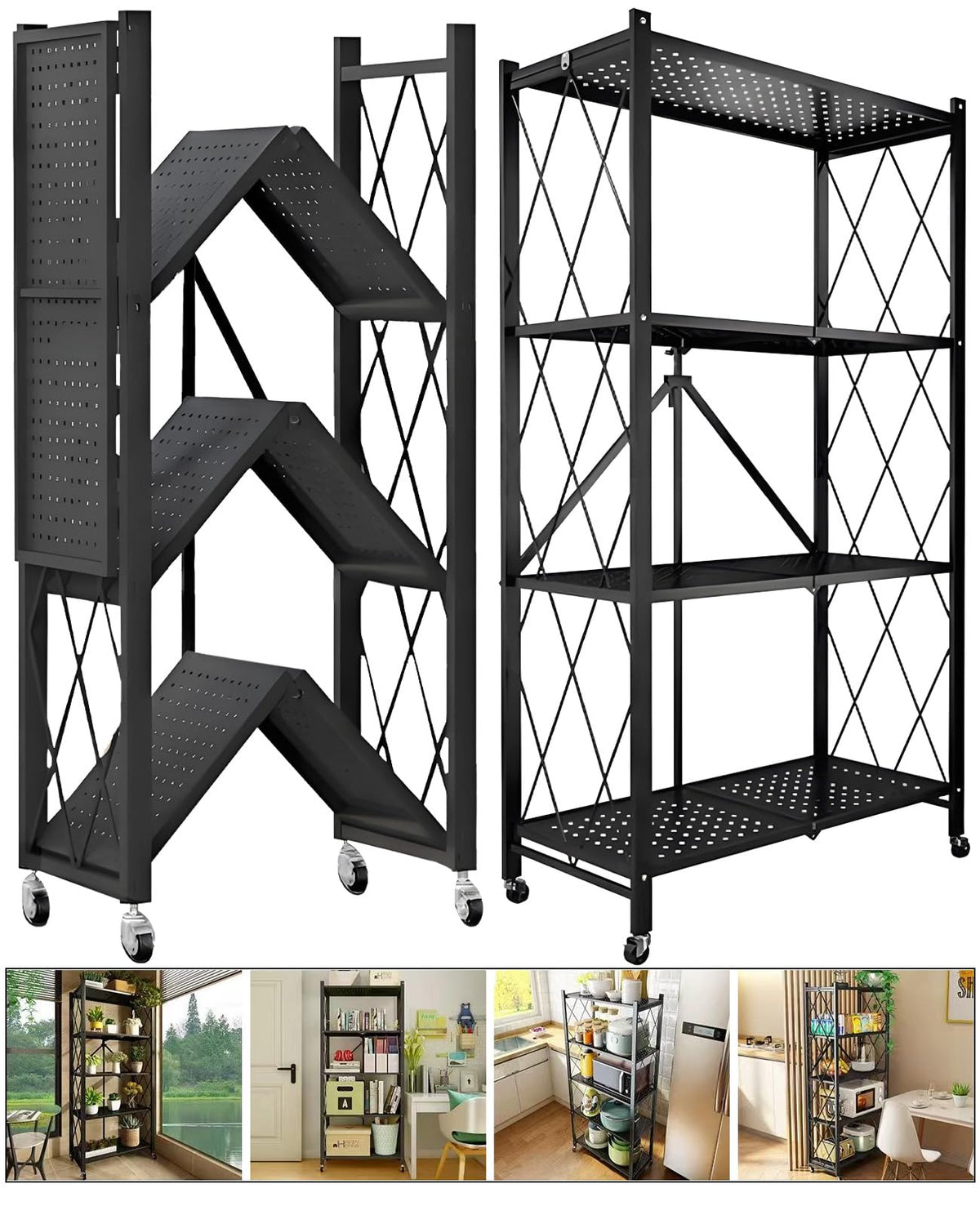 TEMZICK foldable metal shelving for portable closet storage and collapsible pantry