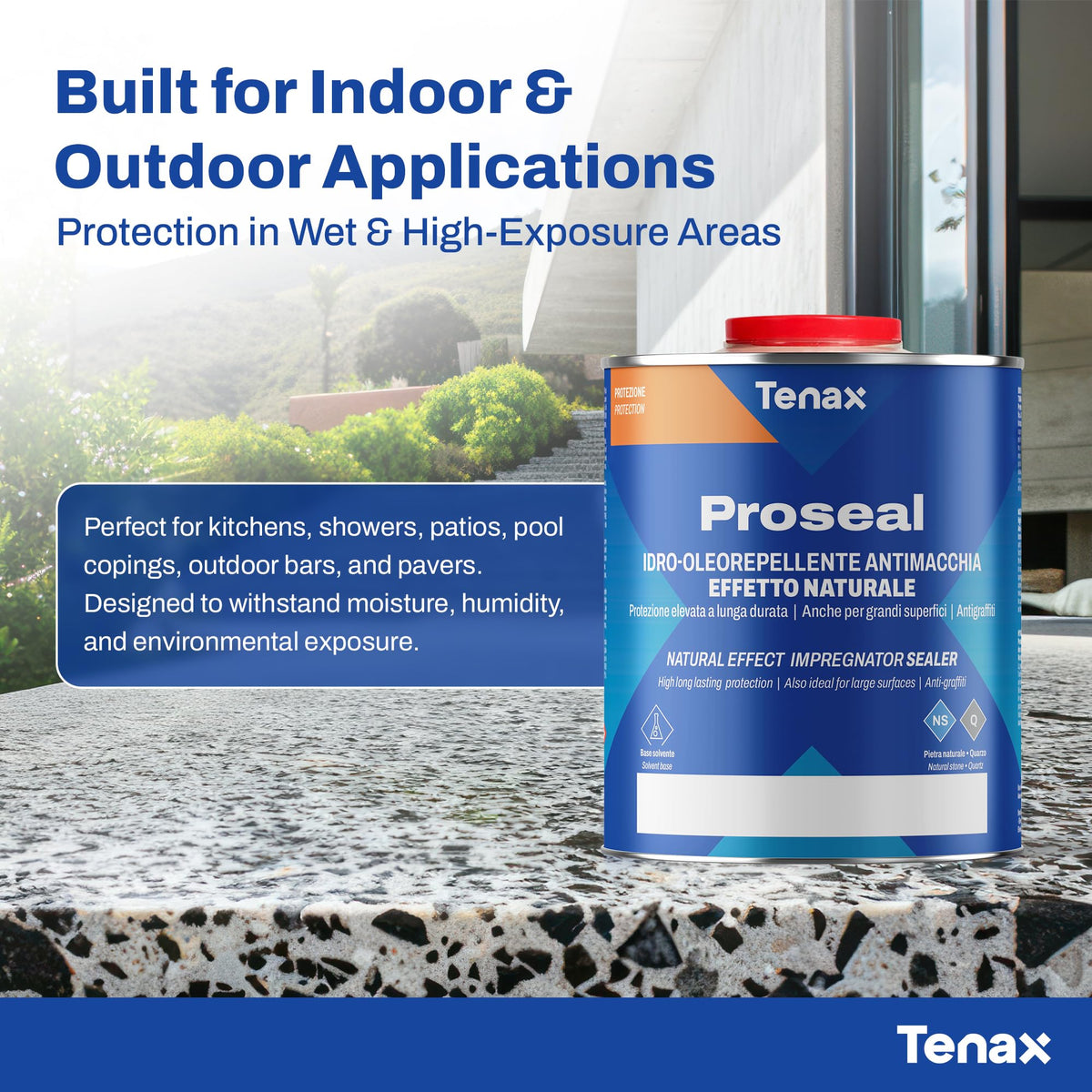 Tenax Proseal indoor stone surface preserves beauty with water resistance