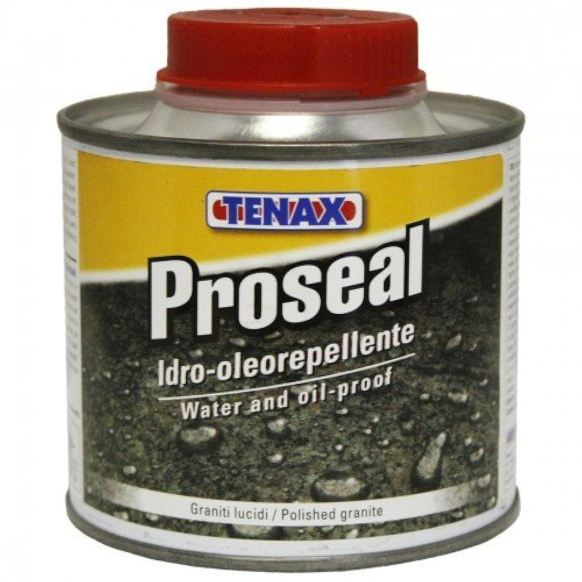 Tenax Proseal Sealer bottle application on stone surfaces to prevent stains and enhance durability.