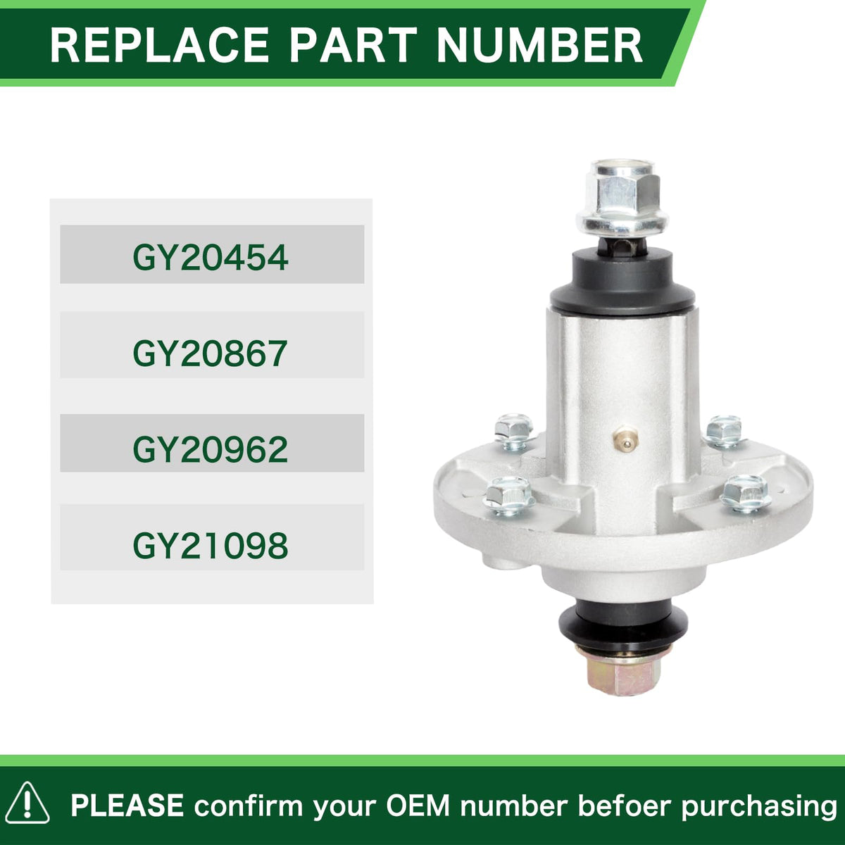 TENGMUJX mounting bolts included with spindle for easy DIY install