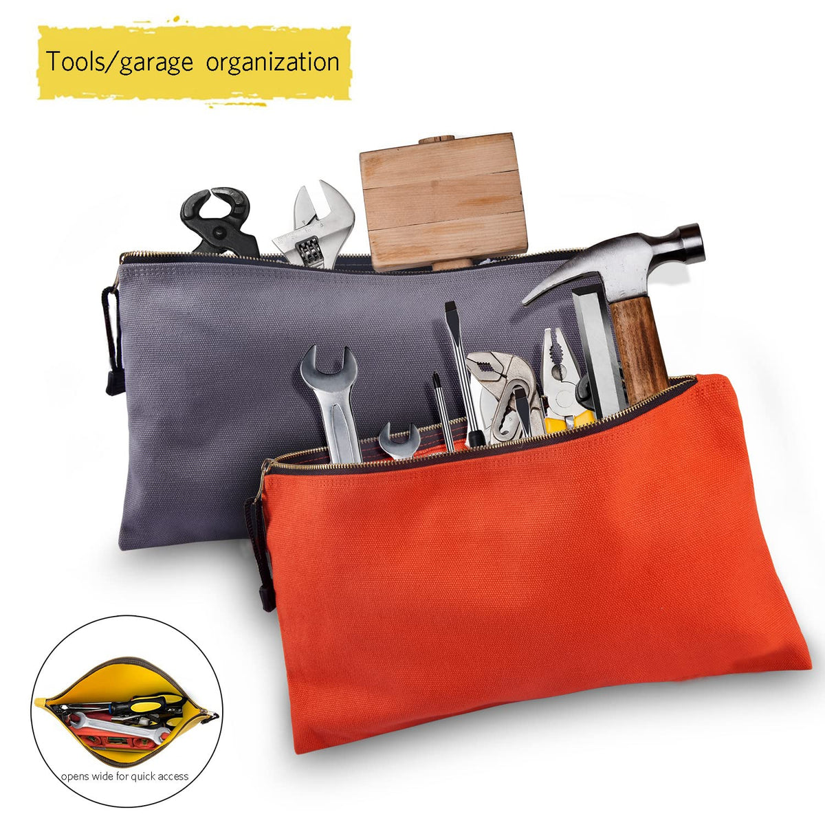 TENGYES 12.5x7 inch pouches help quick item retrieval during tasks.