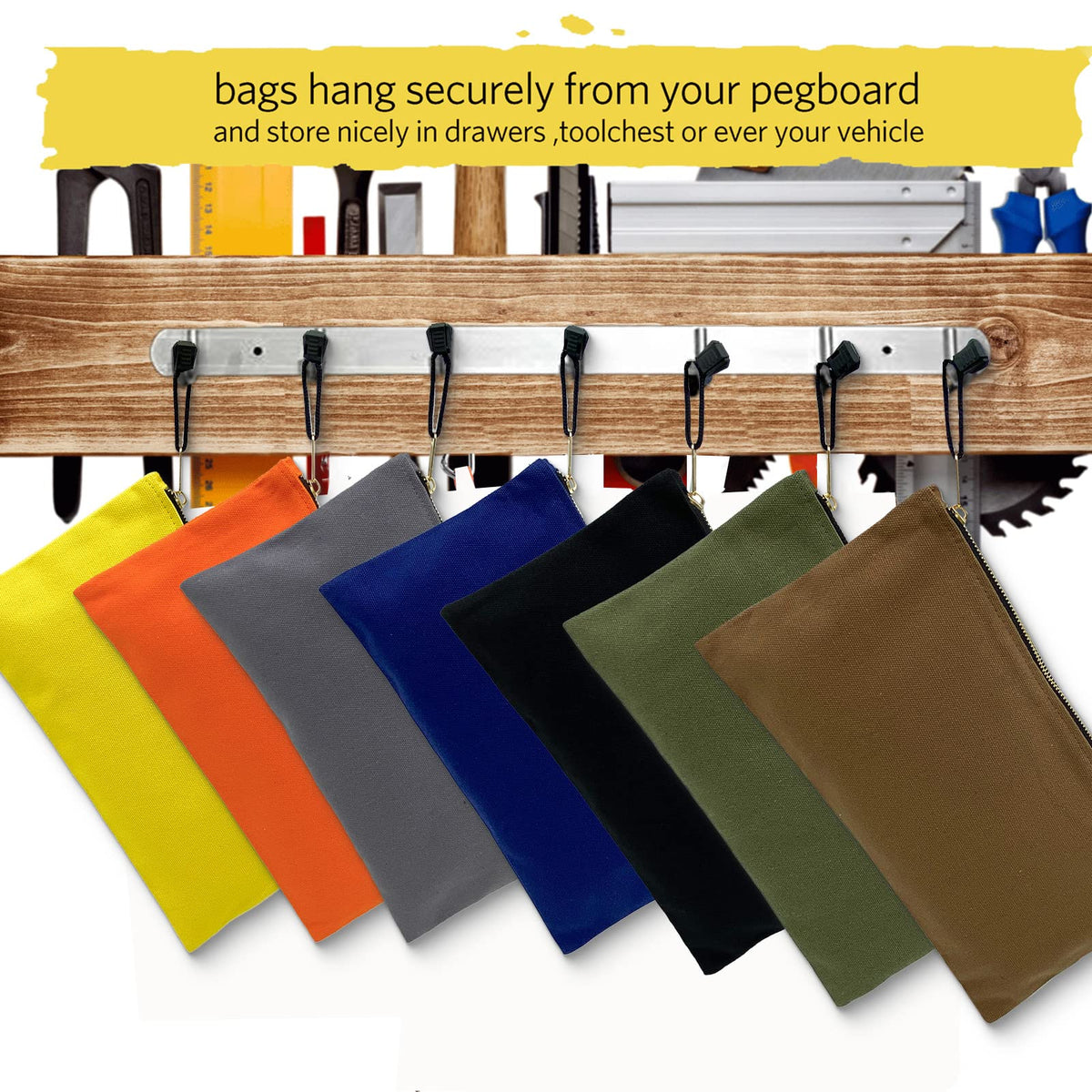 TENGYES reinforced stitching and metal zippers provide durable storage for tools.