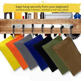 TENGYES reinforced stitching and metal zippers provide durable storage for tools.