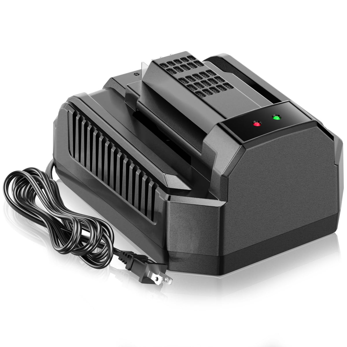 TenHutt CH2100 rapid charger front view for faster, safer EGO charging.