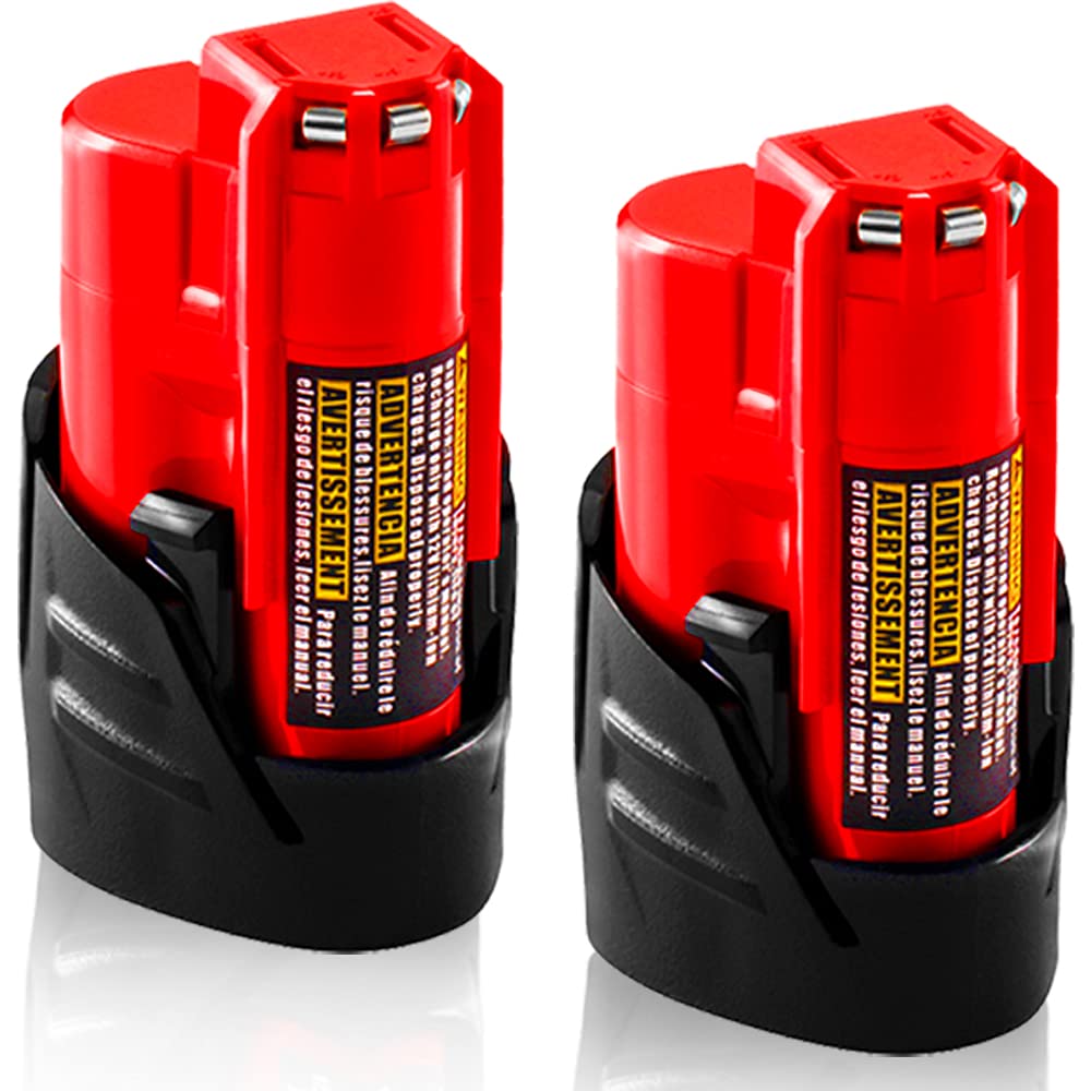 TenHutt Milwaukee M12 two-pack battery, top view, ready for extended runtime.