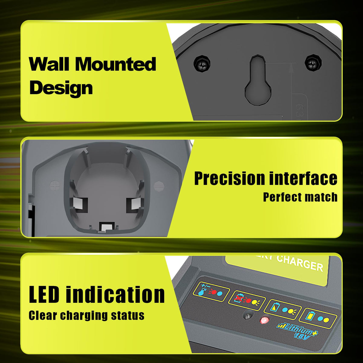 TenHutt P118 LED indicators clearly display charging status.