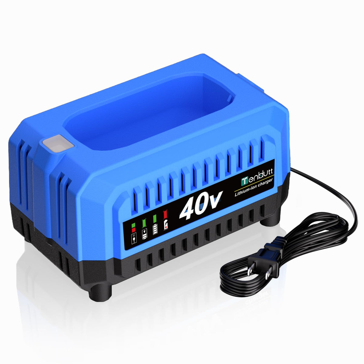 TenHutt replacement for Kobalt 40V charger front view with quick charging indicators