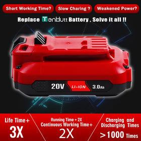 TenHutt Uprade battery LED indicator shows remaining charge for quick planning