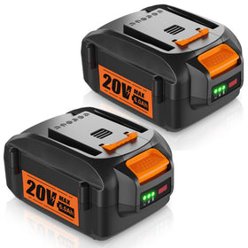 TenHutt 2-pack 6Ah 20V battery front view, compact and ready for Worx tools