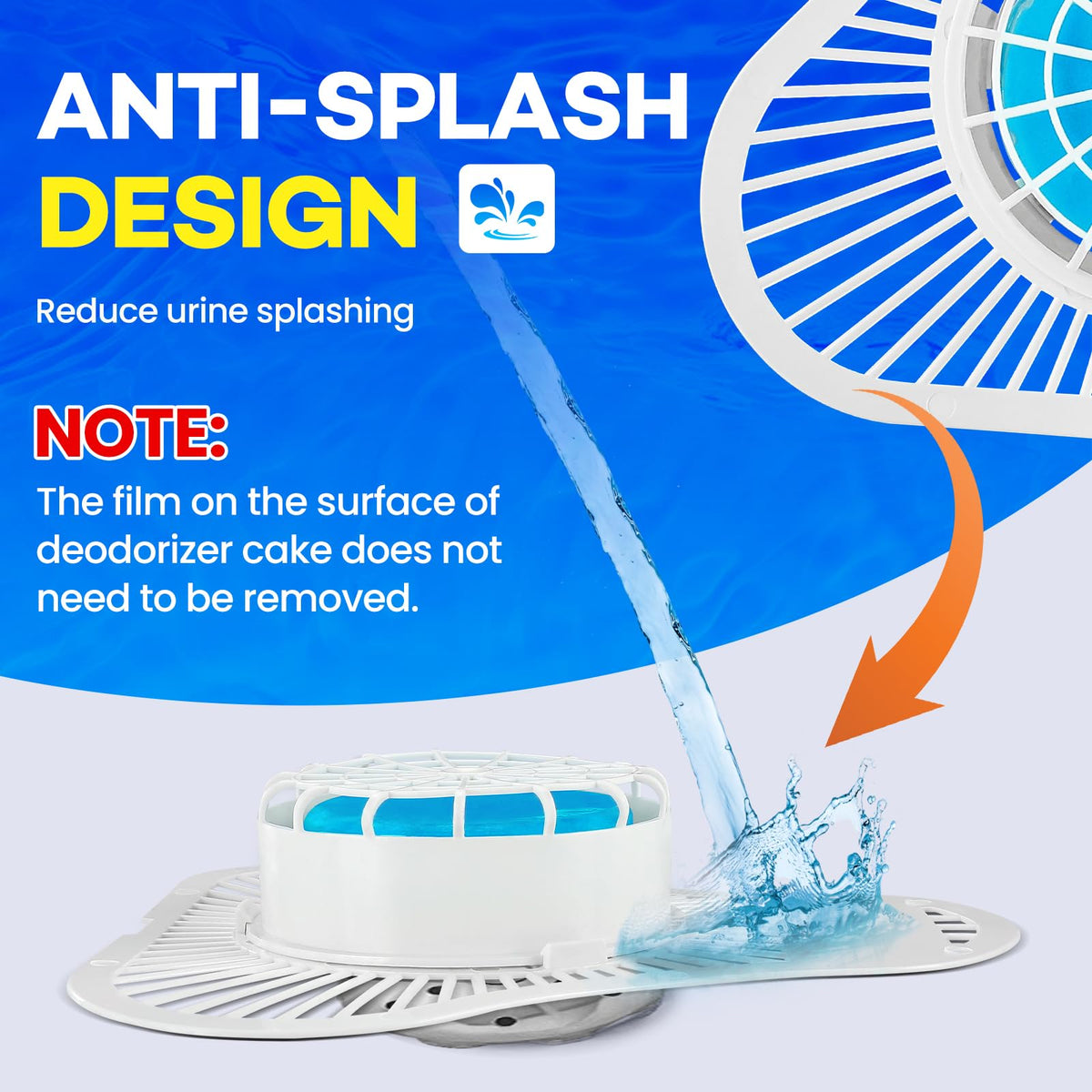 TENKAIWICK urinal screen anti-splash design reduces splash and mess.