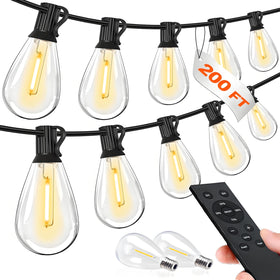 Tenmiro 200ft outdoor lighting with remote enhances cozy backyard evenings.