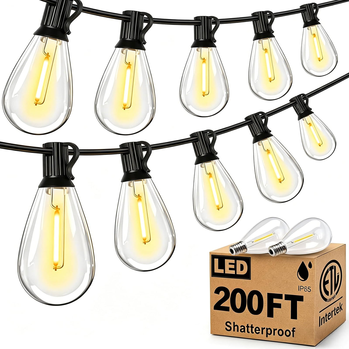Tenmiro 200ft outdoor string lights illuminate large patios and yards.