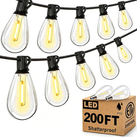 Tenmiro 200ft outdoor string lights illuminate large patios and yards.