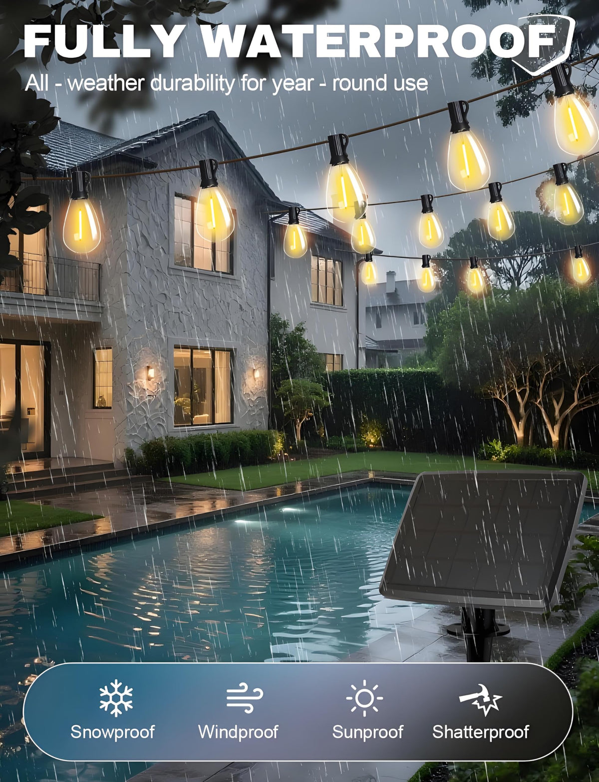 Tenmiro 32+2 LED shatterproof bulbs provide durable outdoor lighting