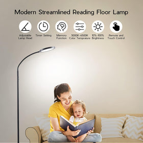 Tenmiro modern floor lamp design suits living room, study, or bedroom.