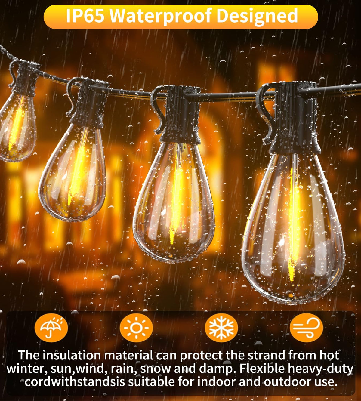 Tenmiro waterproof outdoor lights withstand rain and humidity for year-round use.