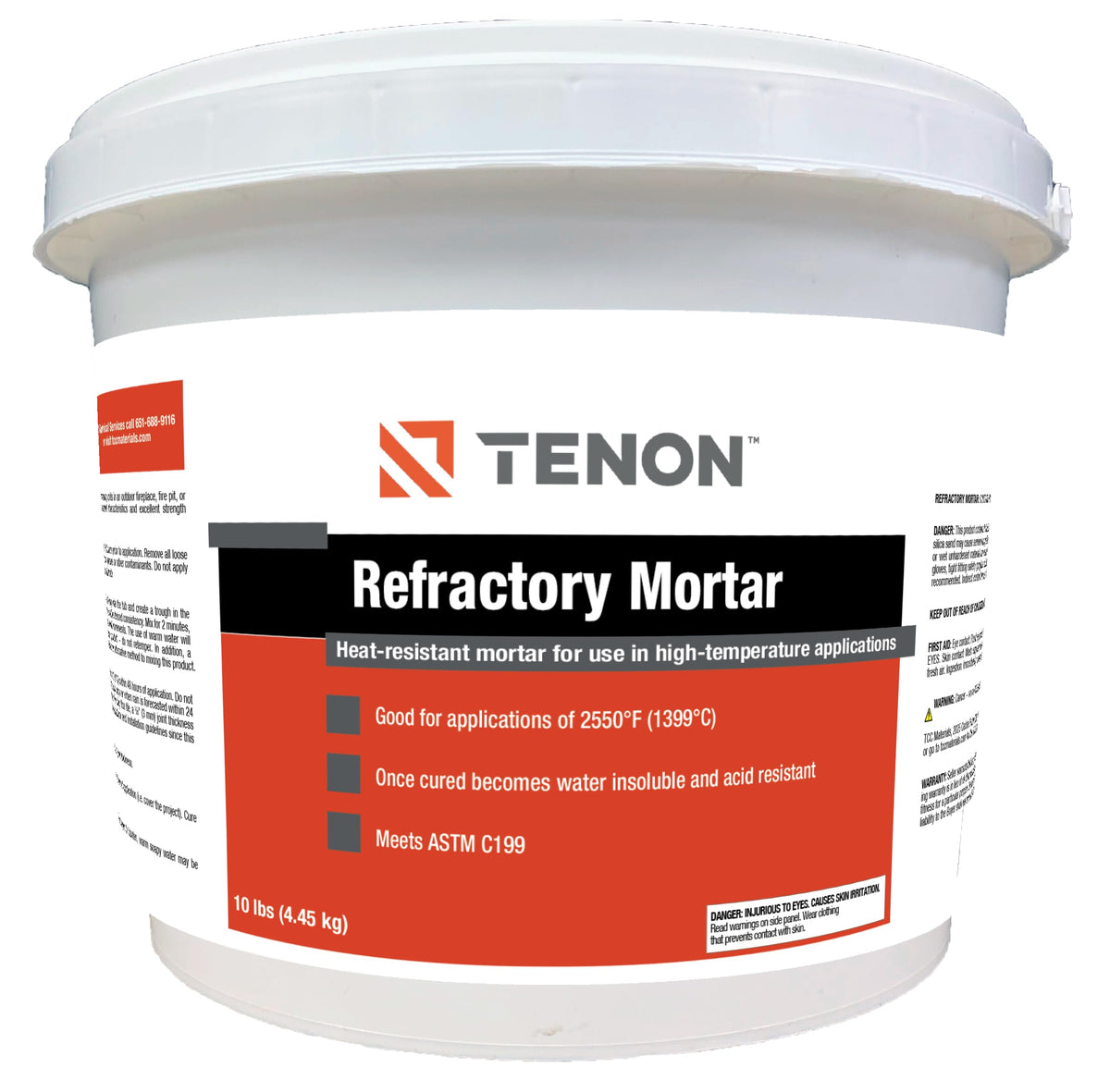 Tenon Refractory Mortar bag, ready-to-use mix for fast fireplace prep.