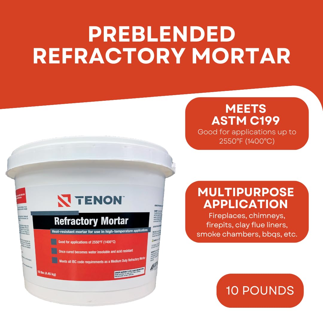Tenon Refractory Mortar applied to a fireplace for durable joints.