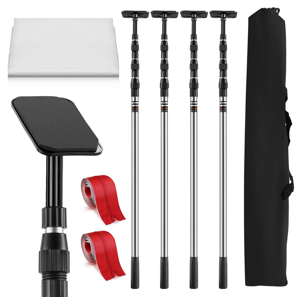 Teodute dust barrier pole assembly enables fast, clean-zone setup.