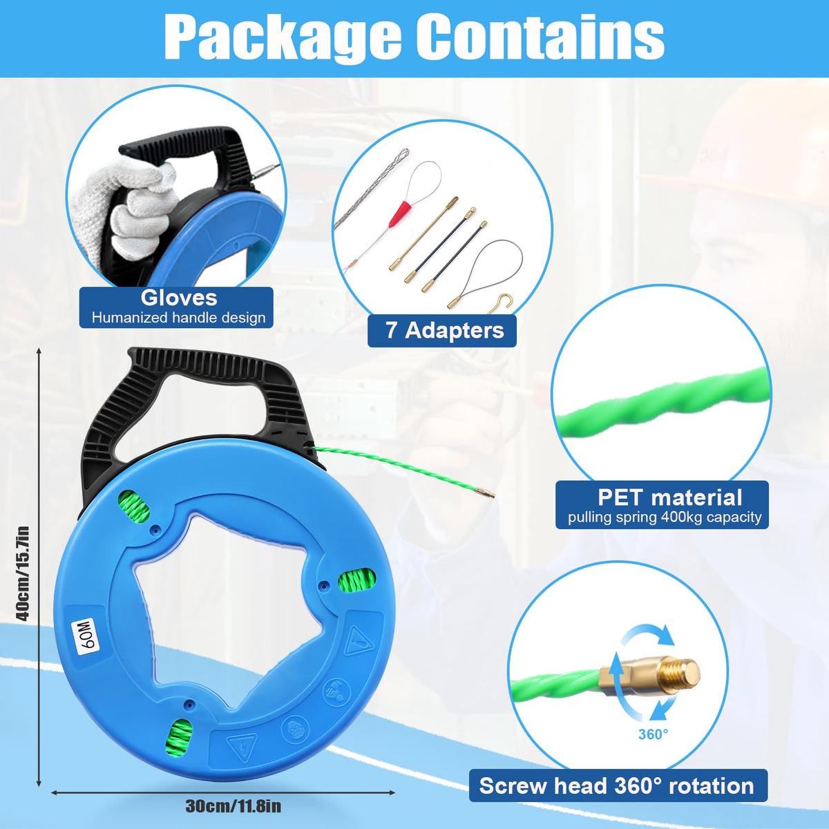 Teodute fish tape 4.5mm diameter balances flexibility and rigidity.