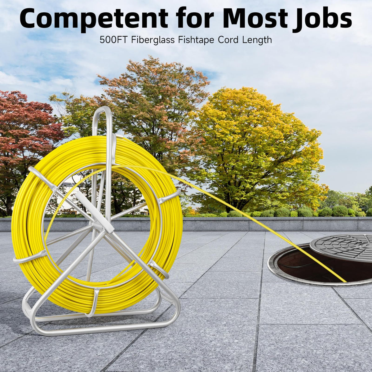 Teodute reel stand supports portable, organized setup during jobs.