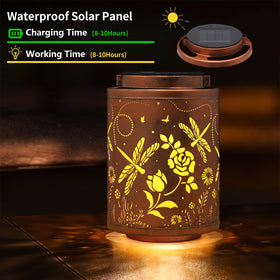 Tepaken gold copper lantern design lights up porches with warm glow