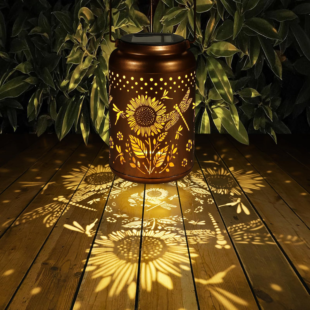 Tepaken gold copper finish lantern close-up highlighting durable outdoor design.