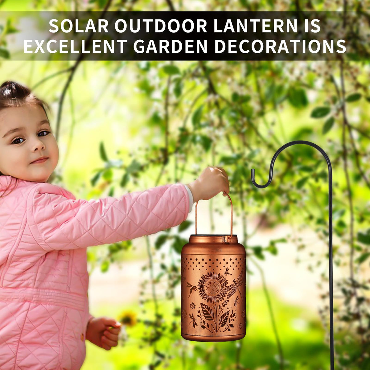 Tepaken hanging lantern displayed on a tree for versatile garden decor.