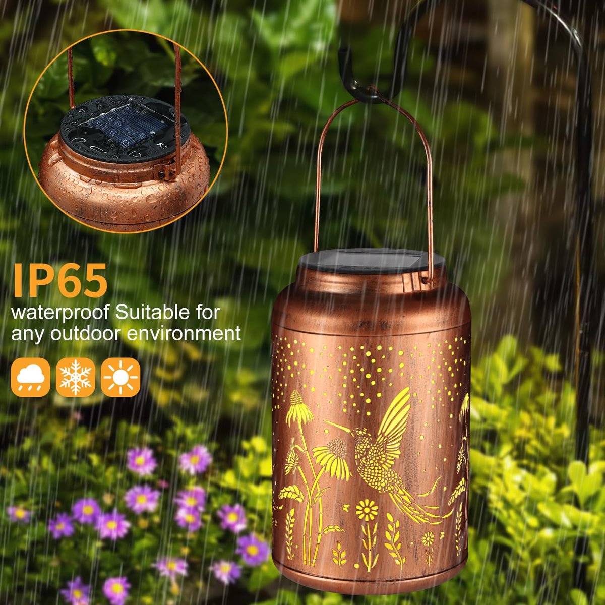 Tepaken hummingbird lantern hanging design ideal for patio lighting.