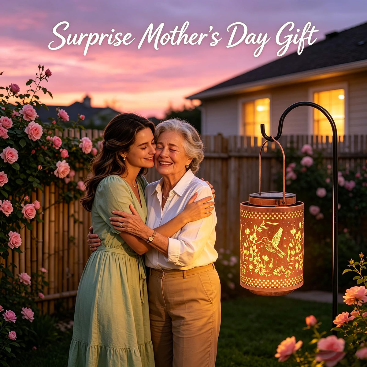 Tepaken Hummingbird solar lantern with gold veneer enhances outdoor ambience