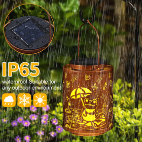 Tepaken IP65 waterproof lantern withstands rain for year-round outdoor decor.