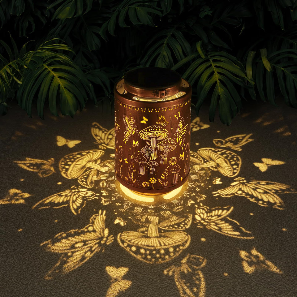 Tepaken solar lantern garden mushroom glow lights enhance outdoor ambiance.