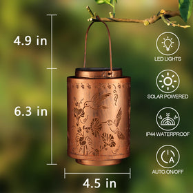 Tepaken solar lantern gold copper metal frame adds durable garden decor.