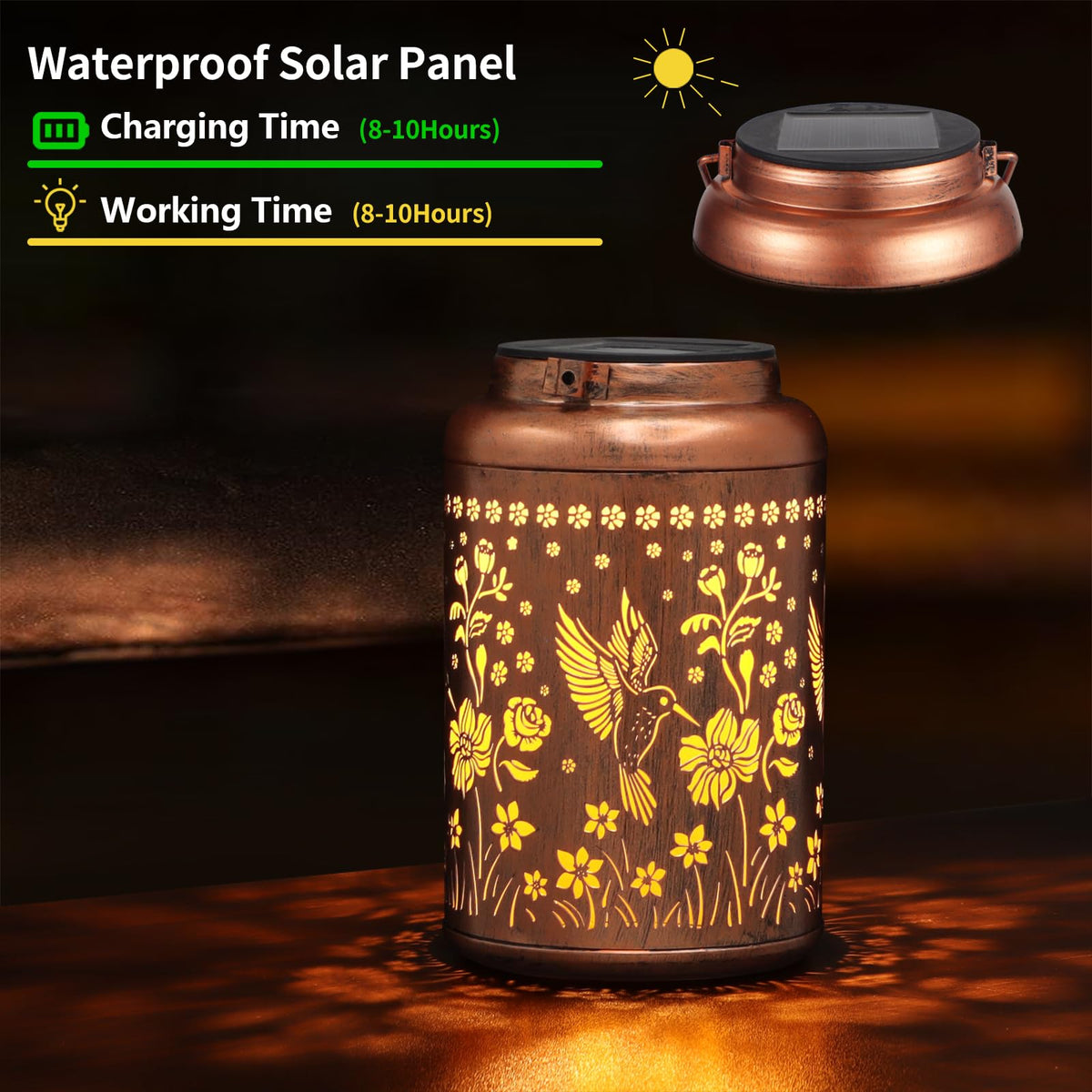 Hanging Tepaken lantern over a porch provides warm ambient lighting.