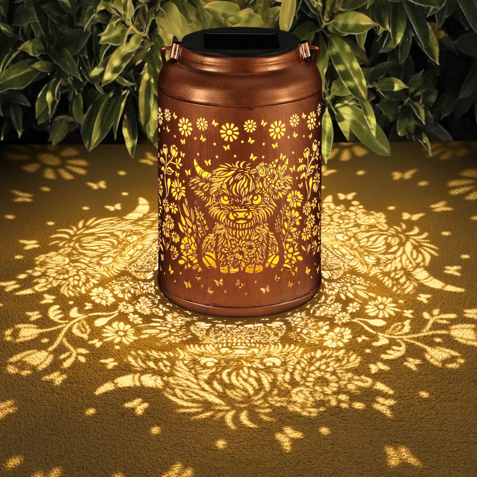 Tepaken solar lantern with retro gold hummingbird design for outdoor ambiance