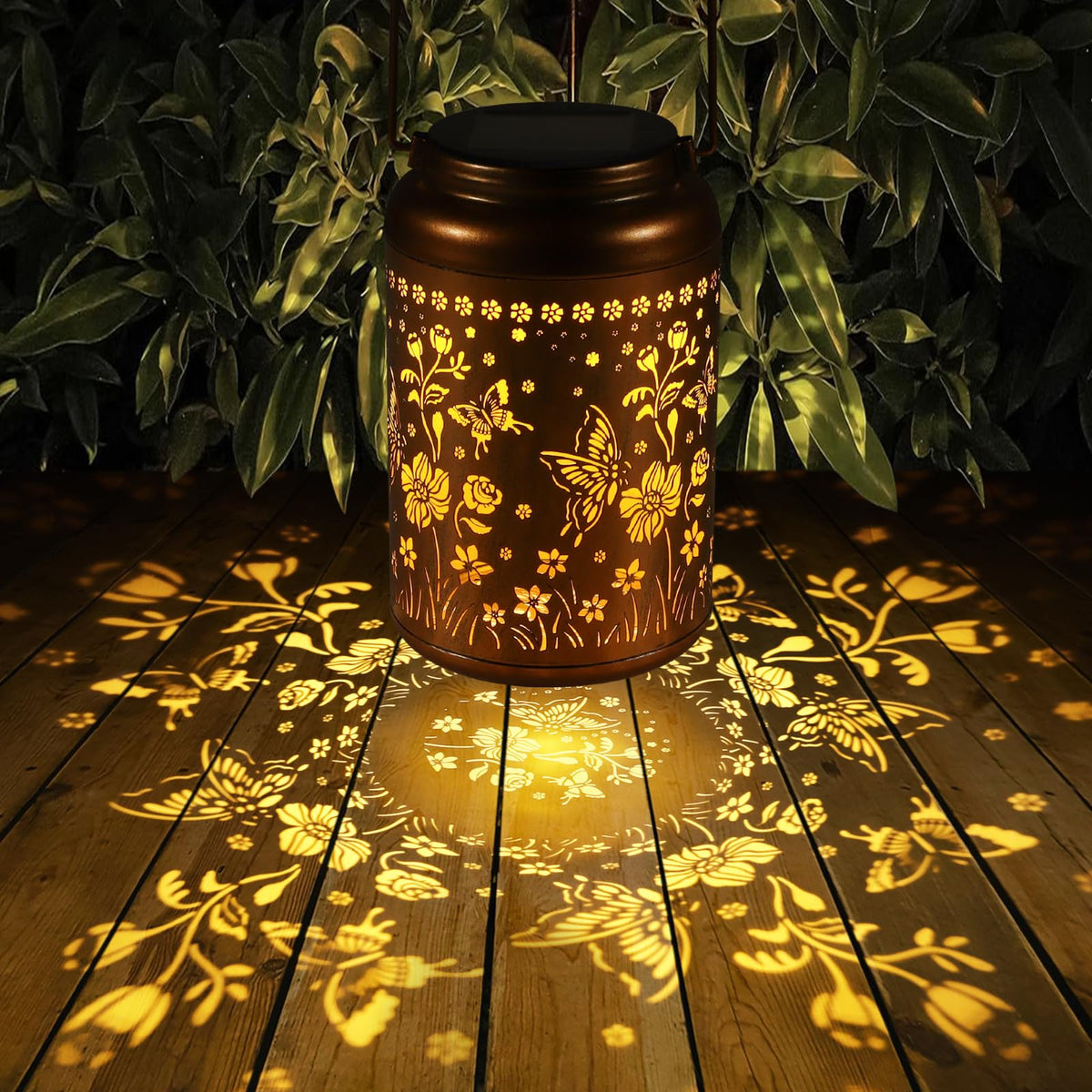 Tepaken solar lantern sunflower detail brightens patios and walkways at night