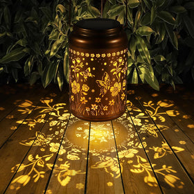 Tepaken solar lantern sunflower detail brightens patios and walkways at night