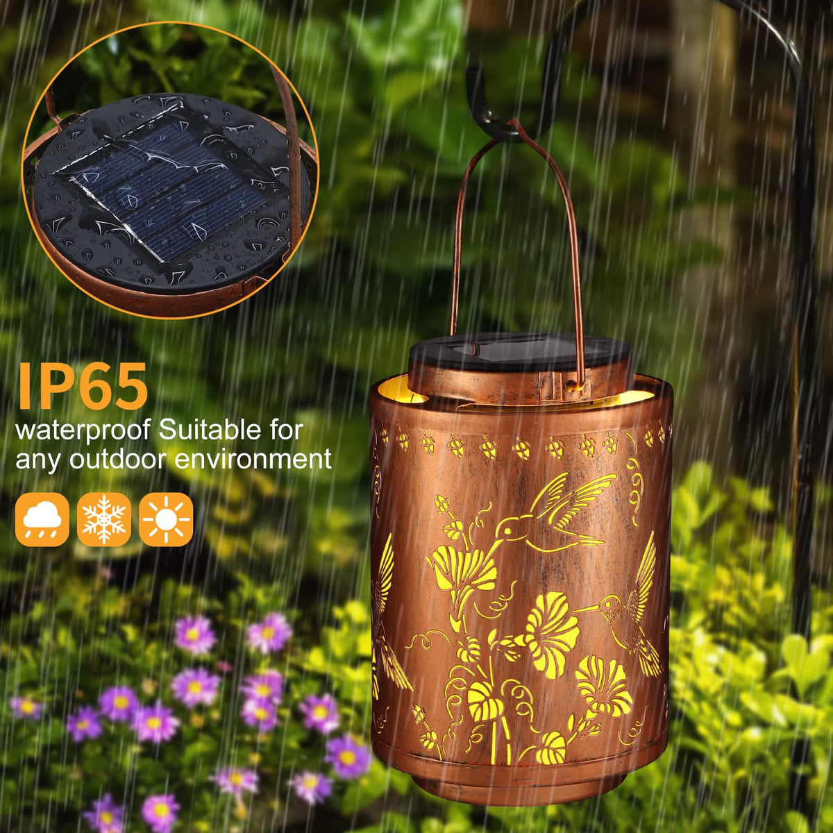 Tepaken solar lantern emits a soft, warm glow for night-safe paths.