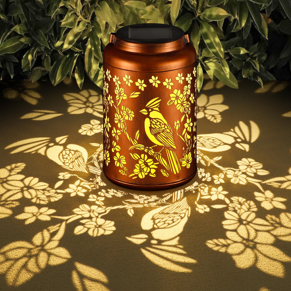 Tepaken Red Bird Solar Lanterns hanging glow for cozy outdoor evenings.