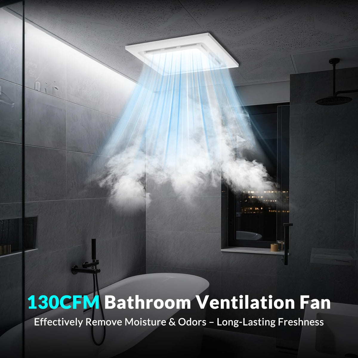 TEPU quiet bath fan with integrated light demonstrates 1.0 sone operation for calm nights