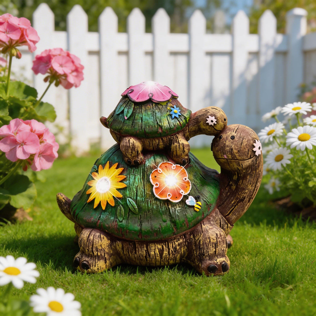 Teresa's Collections garden turtles statue with mother and baby for a warm yard focal point.