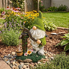 TERESA'S COLLECTIONS weatherproof gnome statue adds curb appeal in any season.