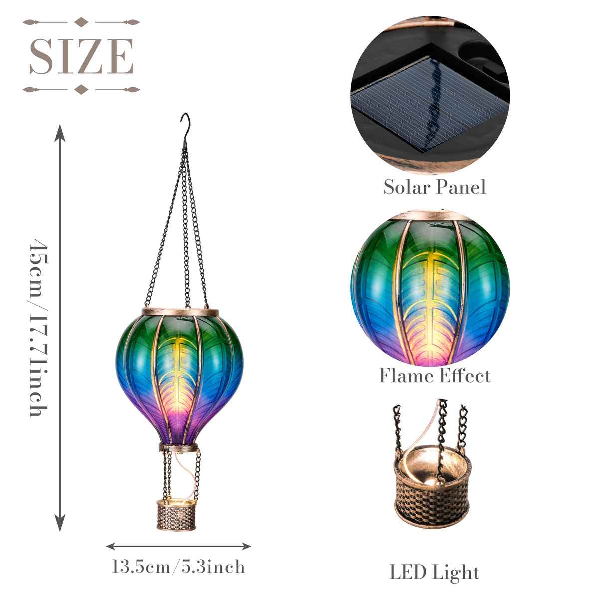 Teresa's Collections hot air balloon solar lantern waterproof durability withstands outdoor weather.