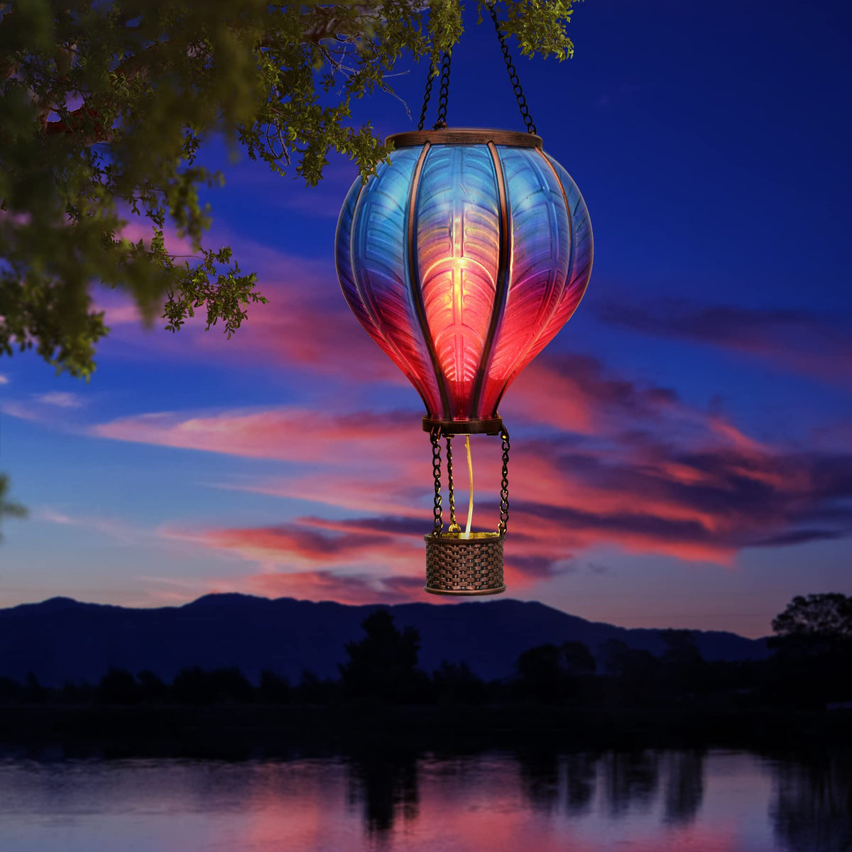 Solar lantern with flickering flame glow for garden evenings