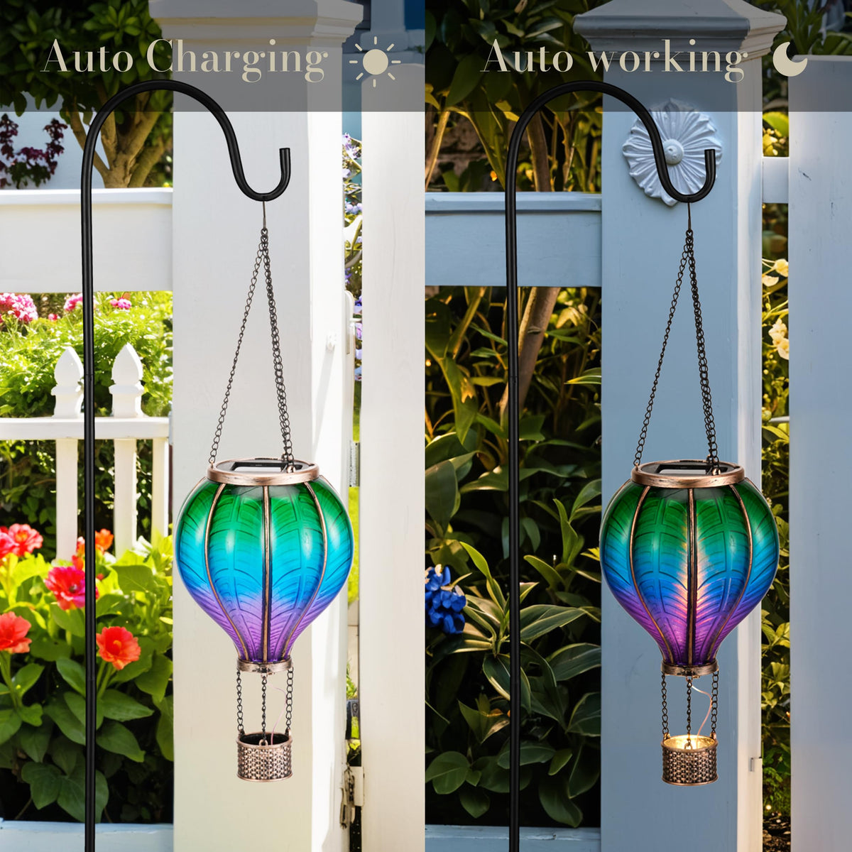 TERESA'S COLLECTIONS solar powered lantern auto-lights for evenings outdoors